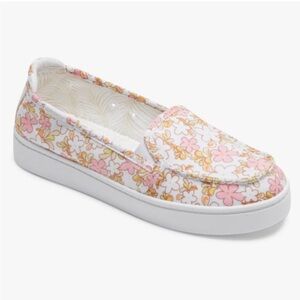 NEW ROXY Minnow Plus Shoes Women's White Floral Slip On Sneaker SIZE 10